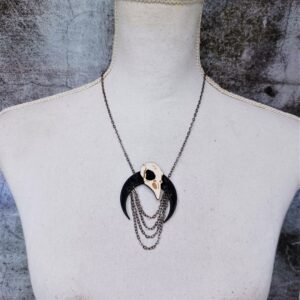 Crescent Raven Necklace by Beams and Bobbins Gothic Alternative Jewellery, Accessories and Homewares in the UK