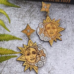 Statement Celestial Earrings by Beams and Bobbins Eco-Friendly Alternative Gothic Jewellery, Clothing, Accessories and Homewares