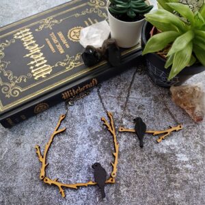 Resting Ravens Necklace by Beams and Bobbins Gothic Alternative Jewellery, Accessories and Homewares in the UK