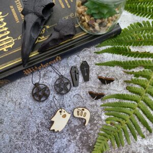 Spooky Bamboo Studs by Beams and Bobbins Eco-Friendly Gothic Alternative Jewellery and Gifts UK