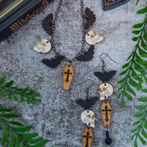 Spooky Season Collection Earrings/Necklace by Beams and Bobbins Eco-Friendly Gothic Alternative Jewellery and Gifts UK